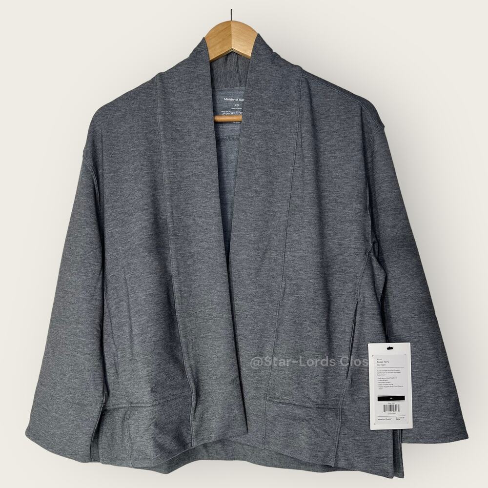 Ministry of Supply Fusion Terry Cardigan XS Grey Wool Capsule Layer